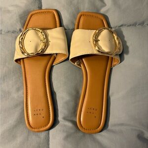 a new day Cream Sandals with Gold Buckle